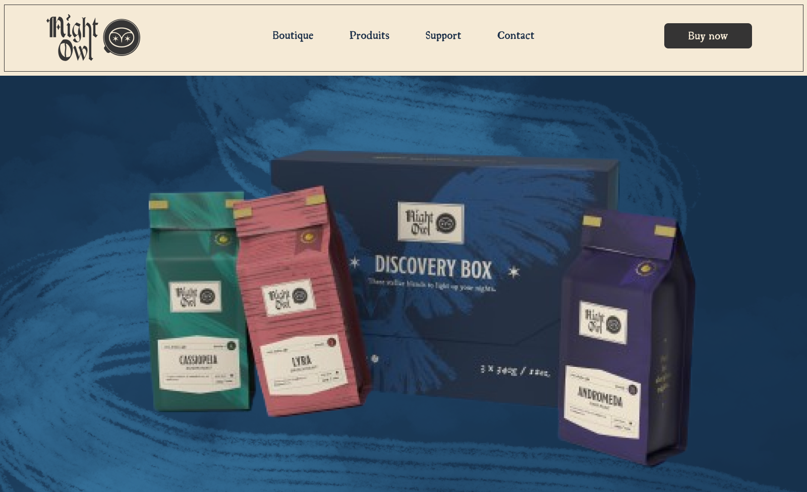 Aperçu de la landing page Night Owl Coffee