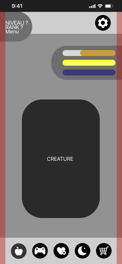 Wireframe écran d'accueil